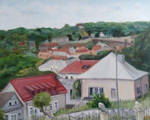 Rūtos Levulienės paveikslas Kauno peizažas nuo Pelėdų kalno