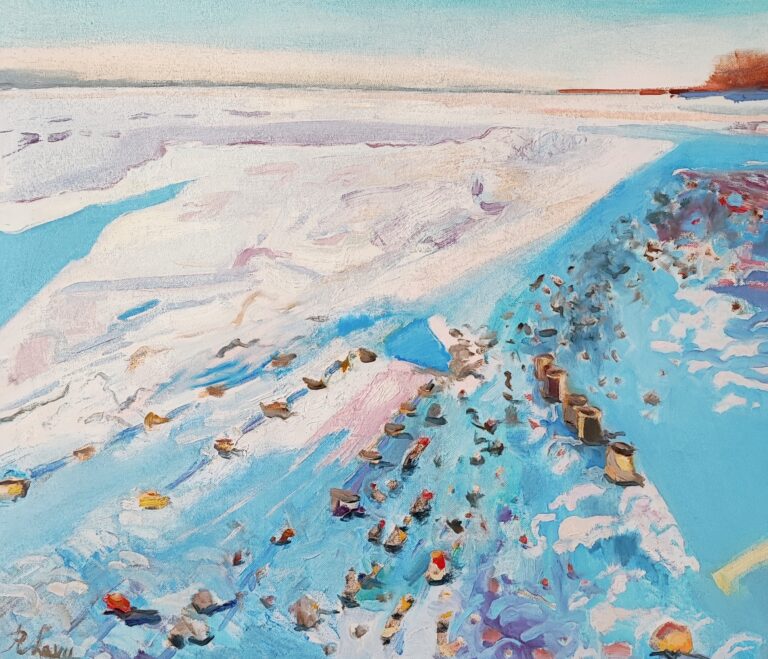 Rūtos Levulienės paveikslas Pavilosta pakrantė žiema